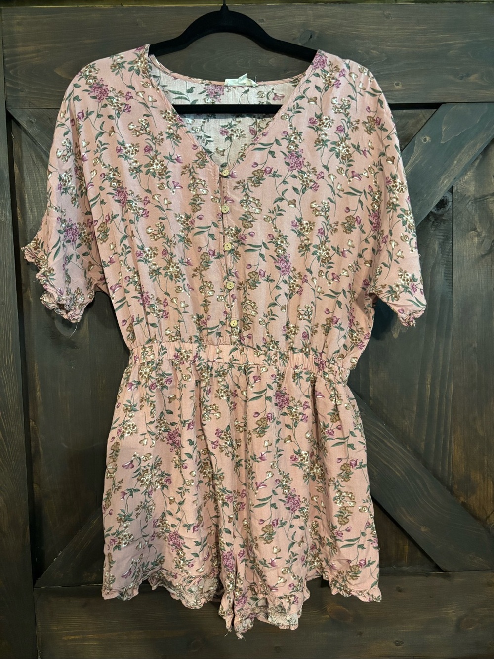 easel Pink Floral Short Sleeve Romper